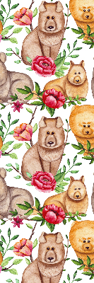 Verduisterend binnengordijn met honden tussen de bloemen