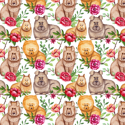 Verduisterend binnengordijn met honden tussen de bloemen
