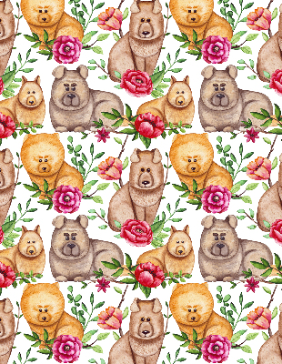 Verduisterend binnengordijn met honden tussen de bloemen