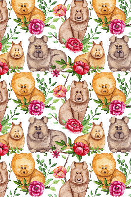 Verduisterend binnengordijn met honden tussen de bloemen