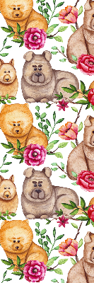 Verduisterend binnengordijn met honden tussen de bloemen