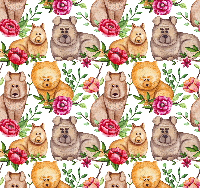 Verduisterend binnengordijn met honden tussen de bloemen