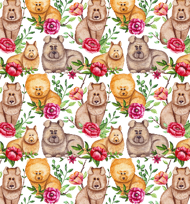 Verduisterend binnengordijn met honden tussen de bloemen