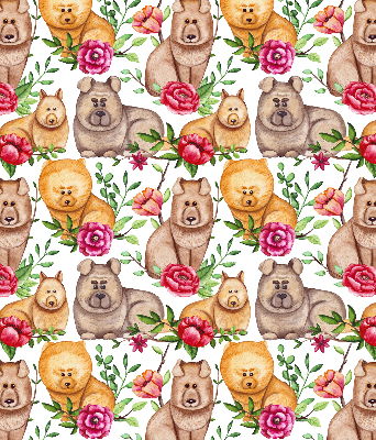 Verduisterend binnengordijn met honden tussen de bloemen