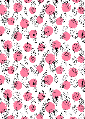 Verduisterend rolgordijn voor raam met veren- en roze stippenprint