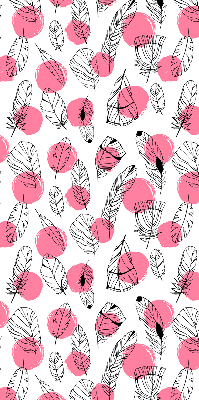 Verduisterend rolgordijn voor raam met veren- en roze stippenprint