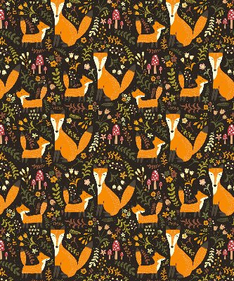 Verduisterend rolgordijn voor raam met vossen- en plantenprint