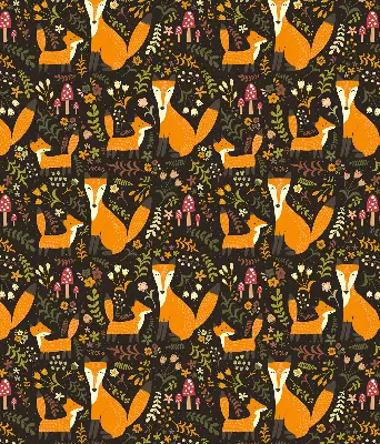 Verduisterend rolgordijn voor raam met vossen- en plantenprint