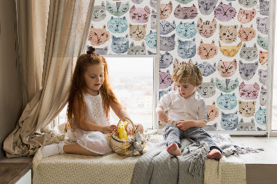 Verduisterend raamrolgordijn voor binnen met kleurrijke kattengezichten