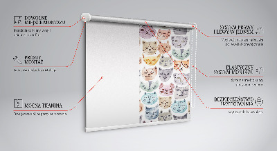 Verduisterend raamrolgordijn voor binnen met kleurrijke kattengezichten
