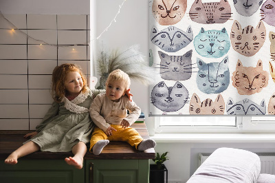 Verduisterend raamrolgordijn voor binnen met kleurrijke kattengezichten