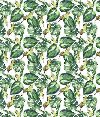 Verduisterend raamrolgordijn voor binnen met tropische plantenmotief