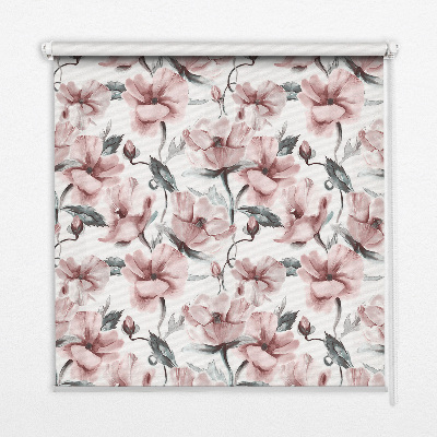 Verduisterend raamrolgordijn voor binnen in roze met bloemenprint