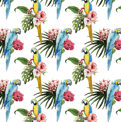 Verduisterend stoffen rolgordijn met papegaai op bloemen