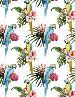 Verduisterend stoffen rolgordijn met papegaai op bloemen