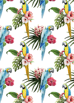 Verduisterend stoffen rolgordijn met papegaai op bloemen