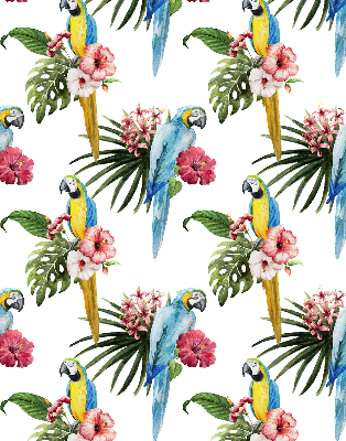 Verduisterend stoffen rolgordijn met papegaai op bloemen