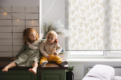 Verduisterend binnengordijn in beige met hartjes