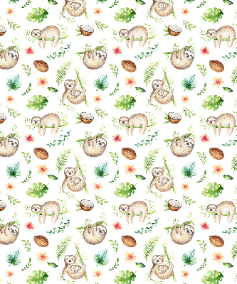 Verduisterend raamrolgordijn voor binnen met print van luiaards en planten