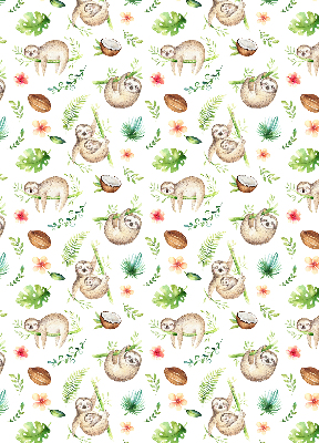 Verduisterend raamrolgordijn voor binnen met print van luiaards en planten