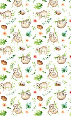 Verduisterend raamrolgordijn voor binnen met print van luiaards en planten