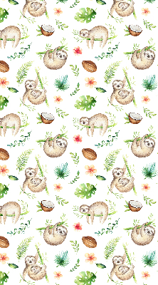 Verduisterend raamrolgordijn voor binnen met print van luiaards en planten