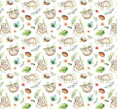 Verduisterend raamrolgordijn voor binnen met print van luiaards en planten