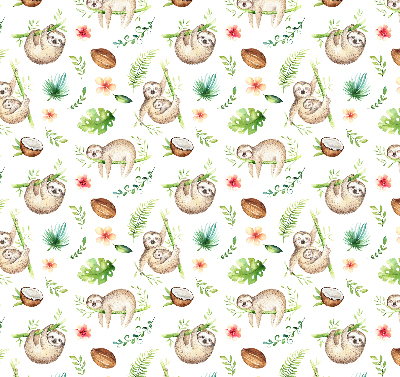Verduisterend raamrolgordijn voor binnen met print van luiaards en planten