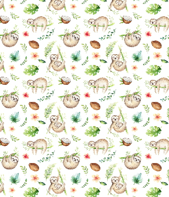 Verduisterend raamrolgordijn voor binnen met print van luiaards en planten