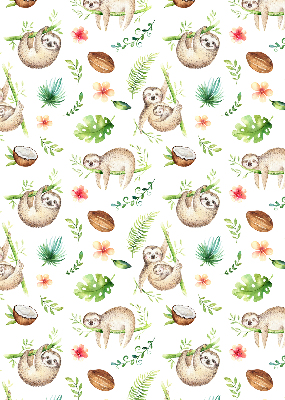 Verduisterend raamrolgordijn voor binnen met print van luiaards en planten
