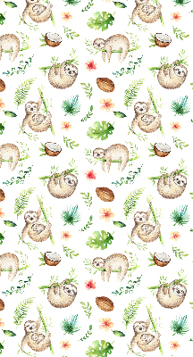 Verduisterend raamrolgordijn voor binnen met print van luiaards en planten