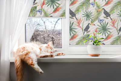 Verduisterend rolgordijn voor raam met toekans op bloemen