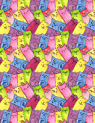 Verduisterend binnengordijn met kleurrijke kattenprint