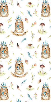 Binnenshuis verduisterend rolgordijn met teddyberen en plantenmotief