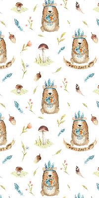 Binnenshuis verduisterend rolgordijn met teddyberen en plantenmotief