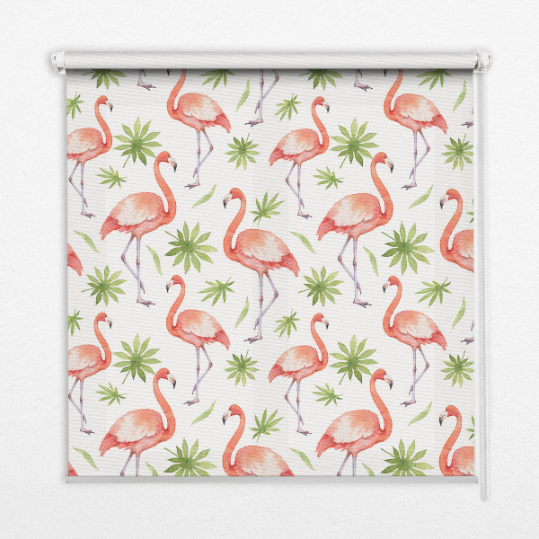 Verduisterend stoffen rolgordijn met flamingo en bladeren