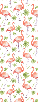 Verduisterend stoffen rolgordijn met flamingo en bladeren