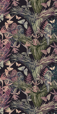 Verduisterend binnengordijn met exotische planten en vogels