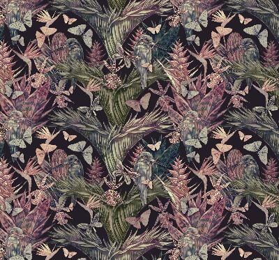 Verduisterend binnengordijn met exotische planten en vogels