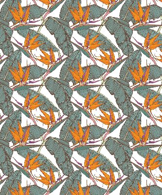 Verduisterend rolgordijn voor balkondeur met bloemen- en bladmotief