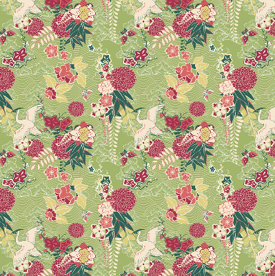 Binnenshuis verduisterend rolgordijn met reiger- en plantenprint