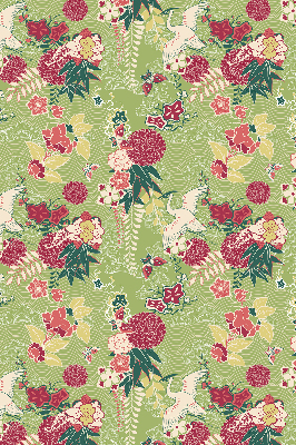 Binnenshuis verduisterend rolgordijn met reiger- en plantenprint