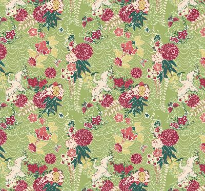 Binnenshuis verduisterend rolgordijn met reiger- en plantenprint