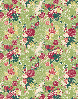 Binnenshuis verduisterend rolgordijn met reiger- en plantenprint