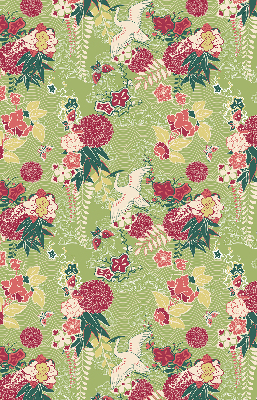 Binnenshuis verduisterend rolgordijn met reiger- en plantenprint