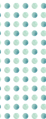 Verduisterend binnengordijn met turkooizen stippen op een witte achtergrond