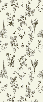 Binnenshuis verduisterend rolgordijn met getekende bloemen