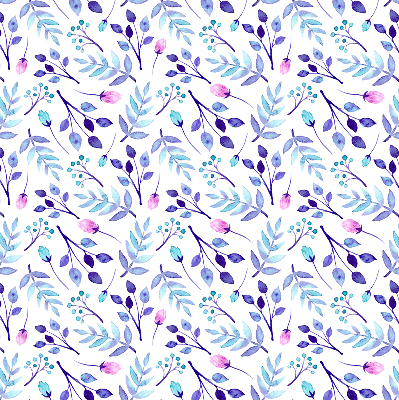 Binnenshuis verduisterend rolgordijn in blauwe bloemen