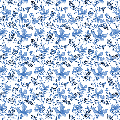 Verduisterend stoffen rolgordijn met blauwe vlinders