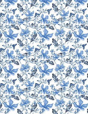 Verduisterend stoffen rolgordijn met blauwe vlinders